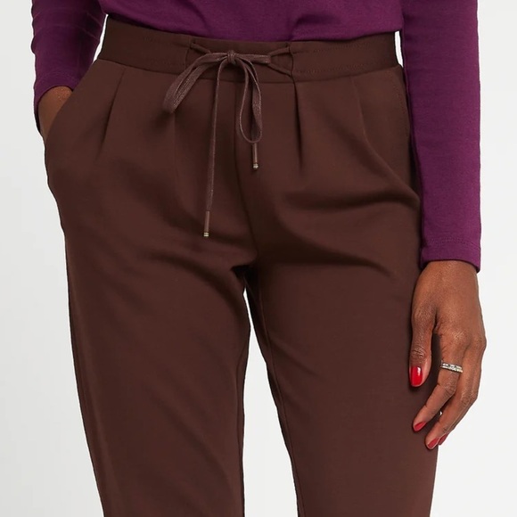 Betabrand SoHo Brown High Waist Stretch Pull On Ankle Crop Jogger Casual Pant - Picture 2 of 8
